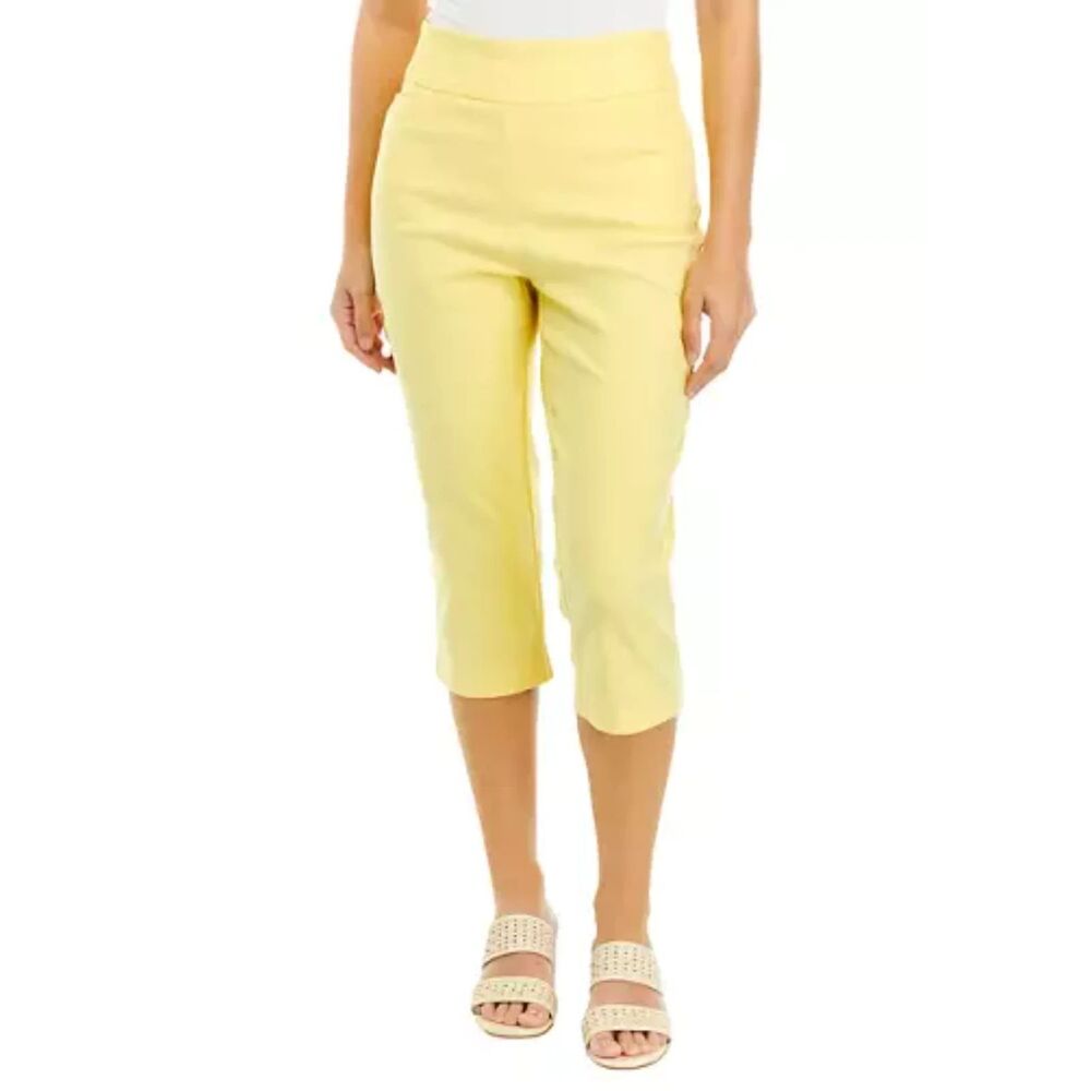 Kim Rogers Millennium Capri Pants with Tummy Control Sz 8P Pale Yellow NWT